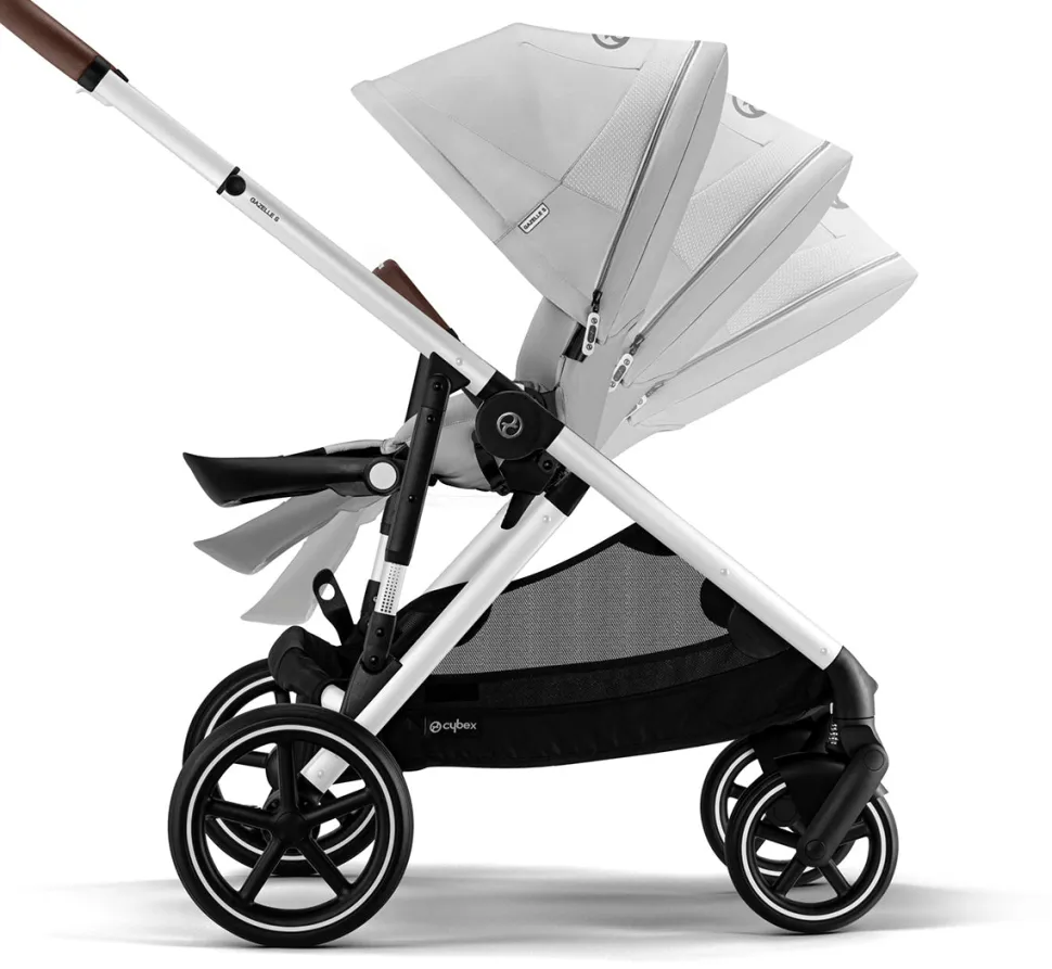 Cybex Gazelle S Single-to-Double Stroller - Silver Frame / Lava Grey