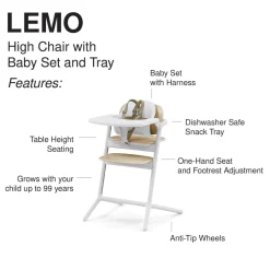 Cybex LEMO 2 High Chair 3-in-1 Set - Sand White