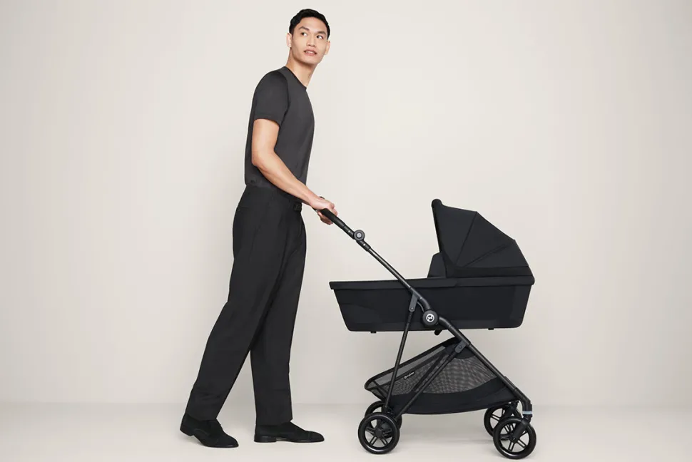 Cybex Melio Carbon 3 Compact Stroller + Melio Cot 3 Bundle - Moon Black