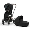 Cybex Priam 4 Stroller + Lux Cot Bundle - Rose Gold / Brown / Deep Black / Sepia Black