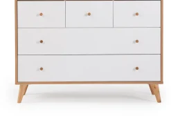 dadada Austin 5-Drawer Dresser - White / Red Oak