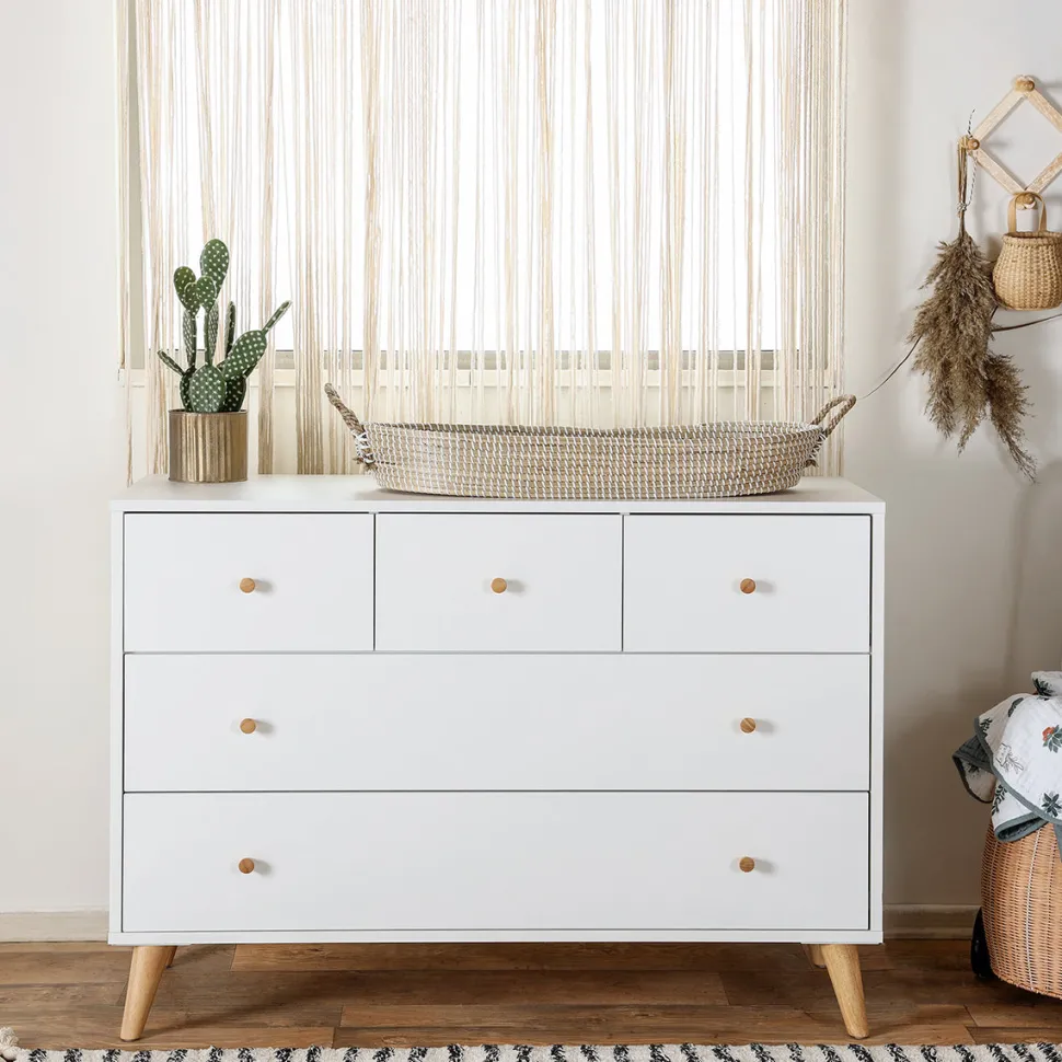 dadada Austin 5-Drawer Dresser - White / Natural