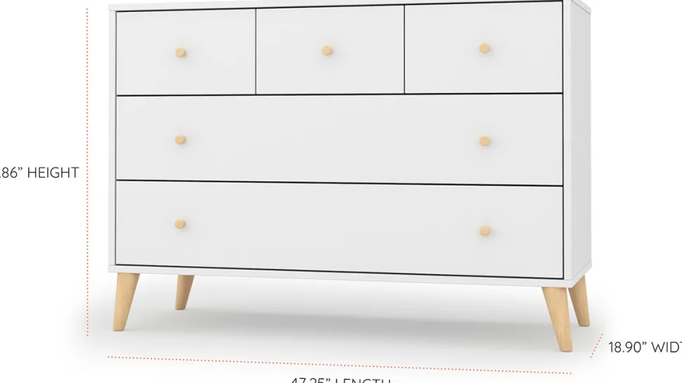 dadada Austin 5-Drawer Dresser - White / Natural