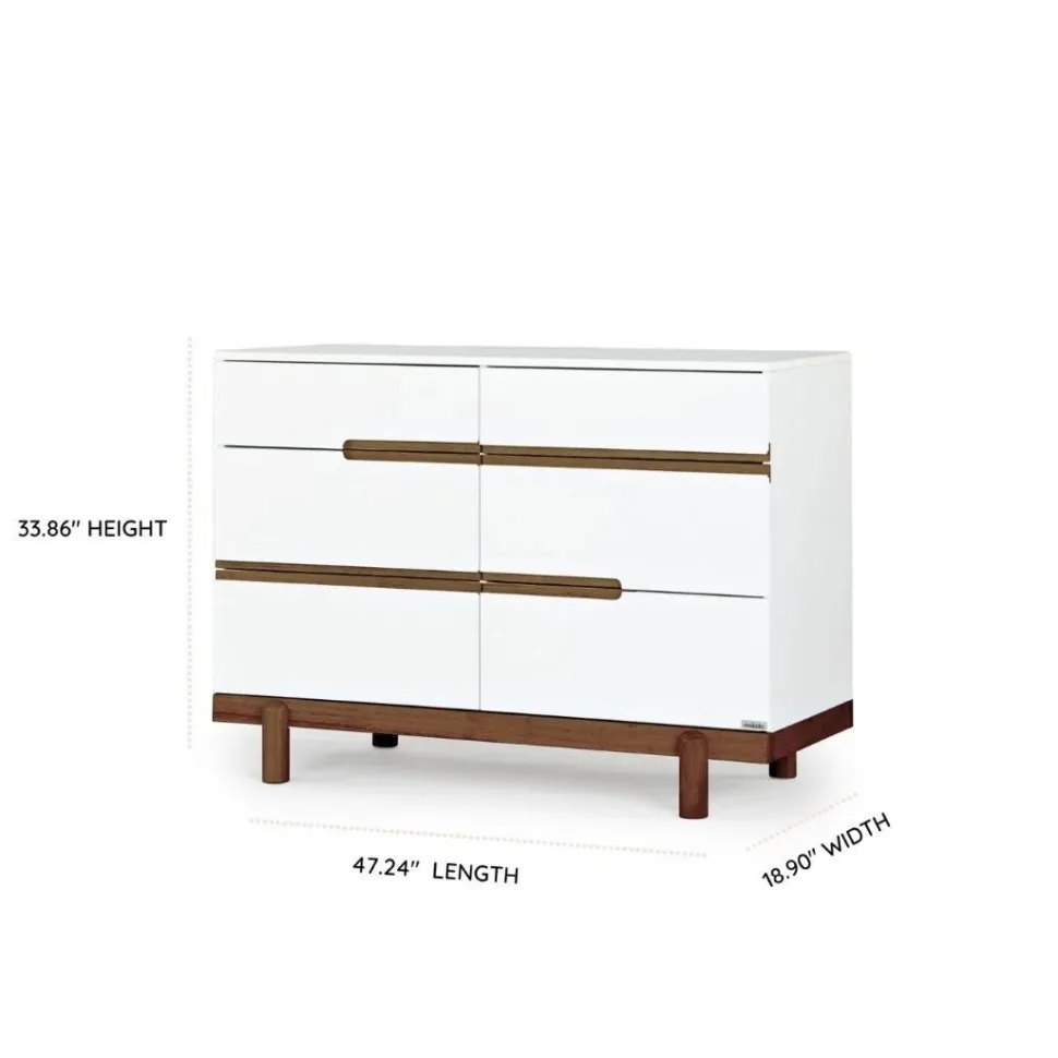 dadada Bliss 6-Drawer Dresser - White / Walnut