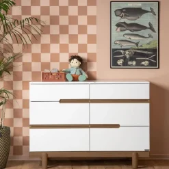 dadada Bliss 6-Drawer Dresser - White / Walnut