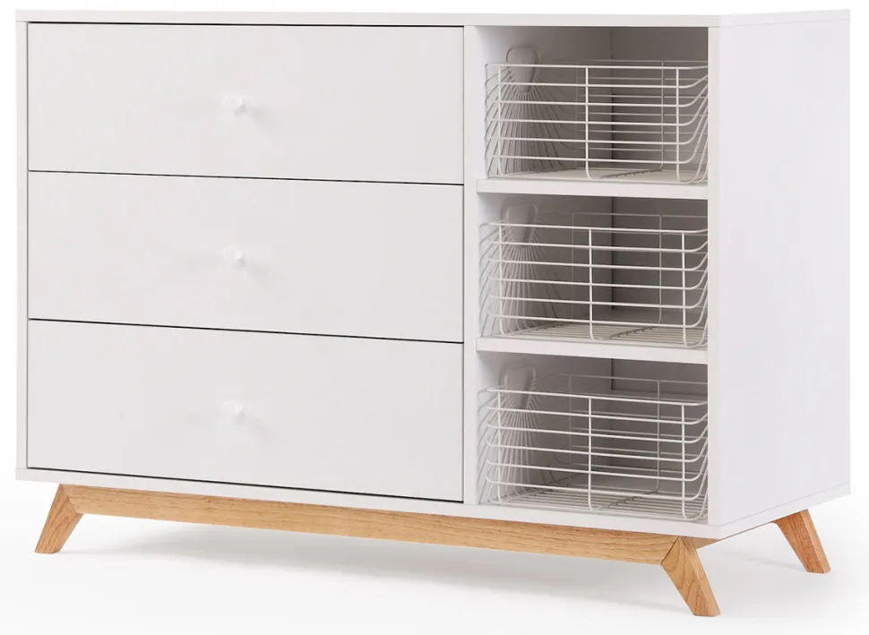 dadada Central Park 3-Drawer Dresser - White / Natural