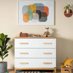 dadada Lala Little 3-Drawer Dresser - White / Red Oak