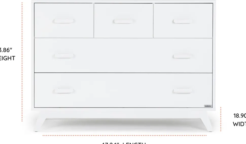 dadada Soho 5-Drawer Dresser - All White