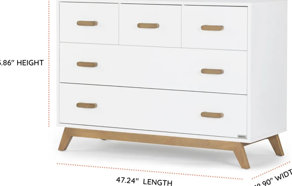 dadada Soho 5-Drawer Dresser - White / Walnut