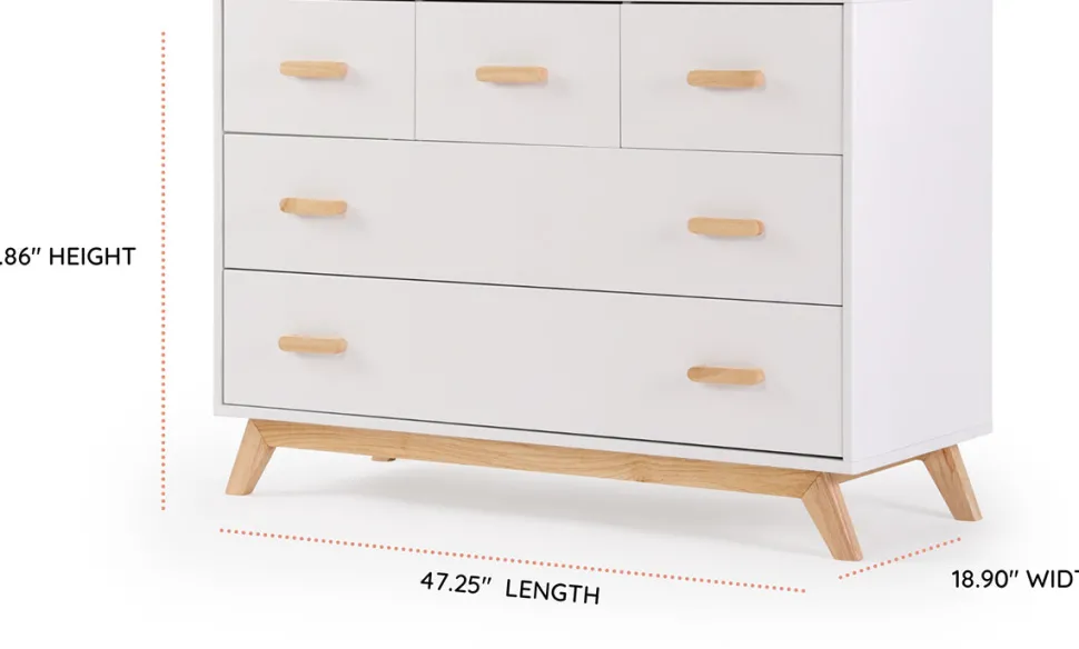 dadada Soho 5-Drawer Dresser - White / Natural