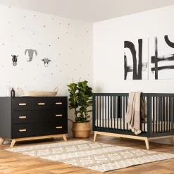 dadada Soho 3-in-1 Convertible Crib - Black / Natural