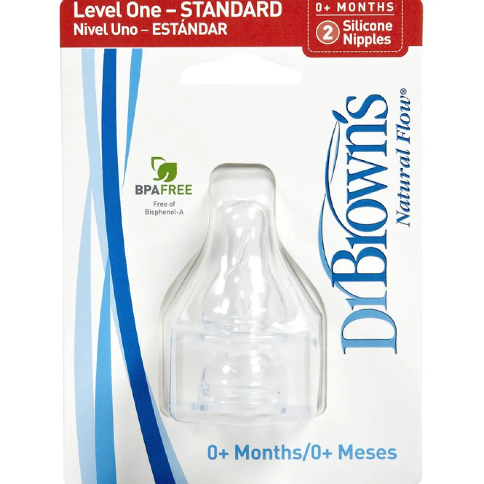 Dr. Brown's Level-1 Standard Neck Nipple, 2-Pack