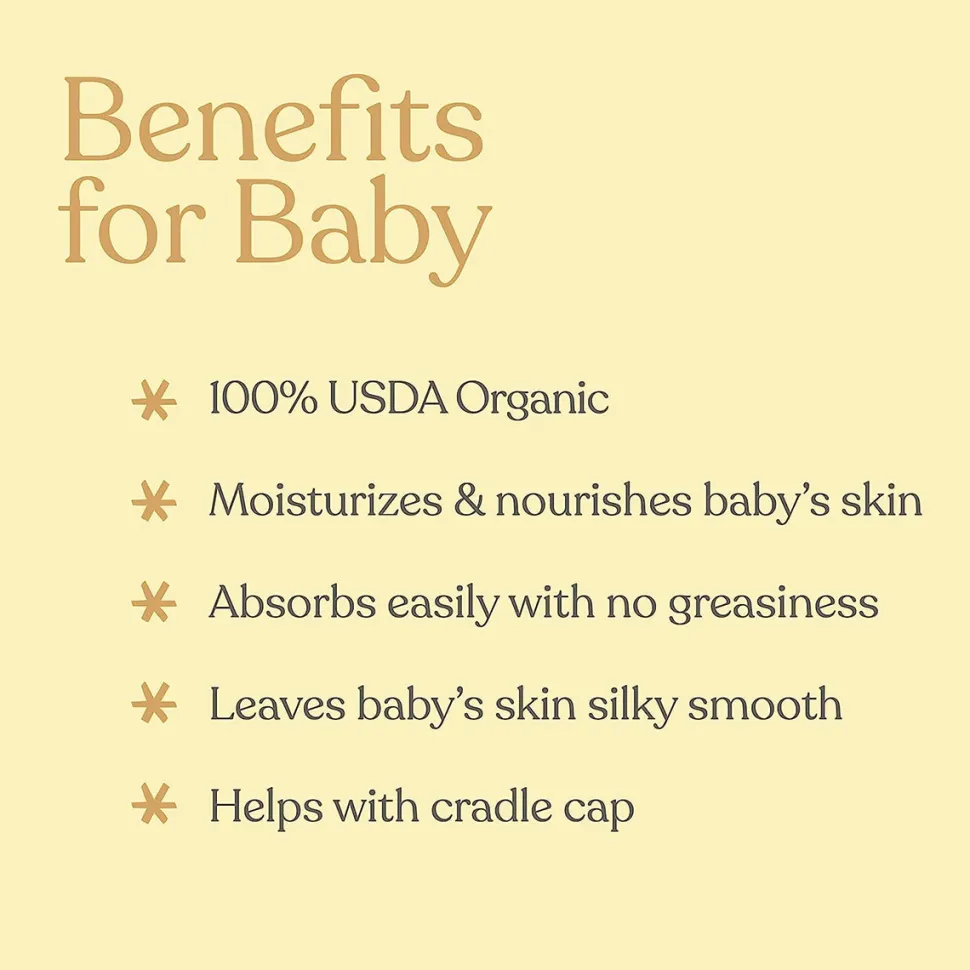 EllaOla Organic Baby Massage Oil, Fragrance Free