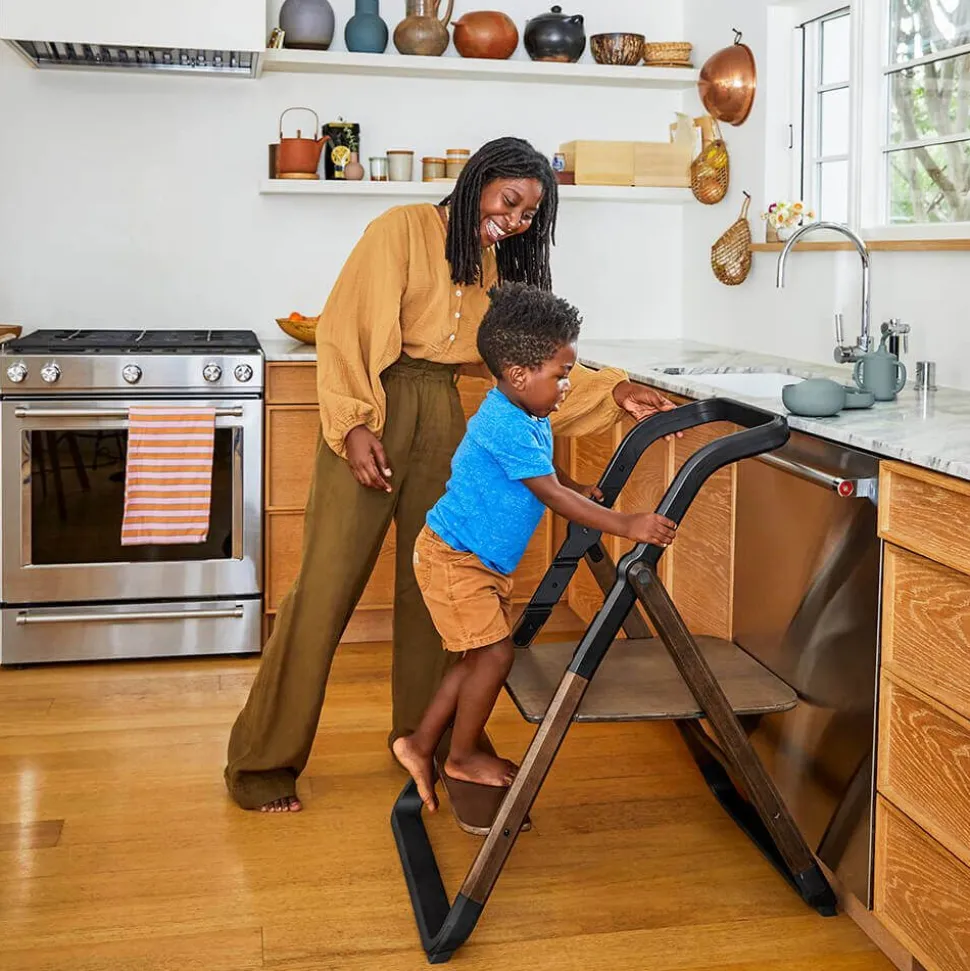 Ergobaby Evolve High Chair + Kitchen Tower Bundle - Dark Wood