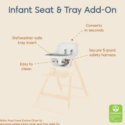 Ergobaby Evolve Infant Seat and Tray Add-On for Dark Wood Chair