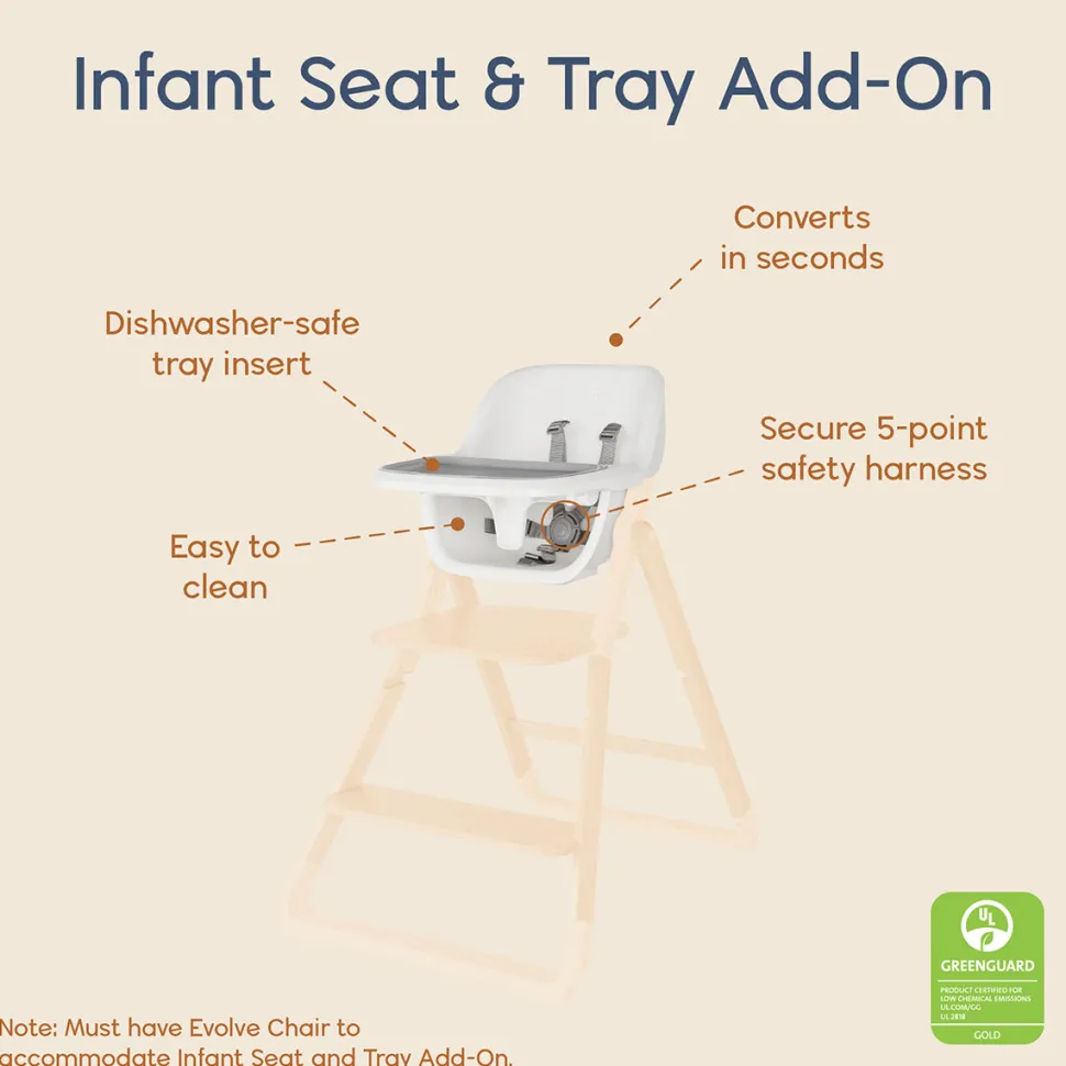 Ergobaby Evolve Infant Seat and Tray Add-On for Dark Wood Chair