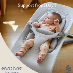 Ergobaby 3-in-1 Evolve Bouncer + Toy Bar Bundle - Midnight Blue