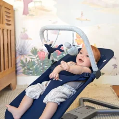 Ergobaby 3-in-1 Evolve Bouncer + Toy Bar Bundle - Midnight Blue