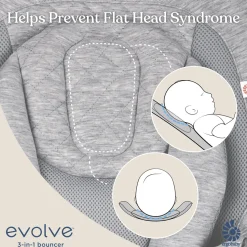 Ergobaby 3-in-1 Evolve Bouncer + Toy Bar Bundle - Light Grey