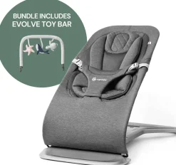 Ergobaby 3-in-1 Evolve Bouncer + Toy Bar Bundle - Charcoal Grey