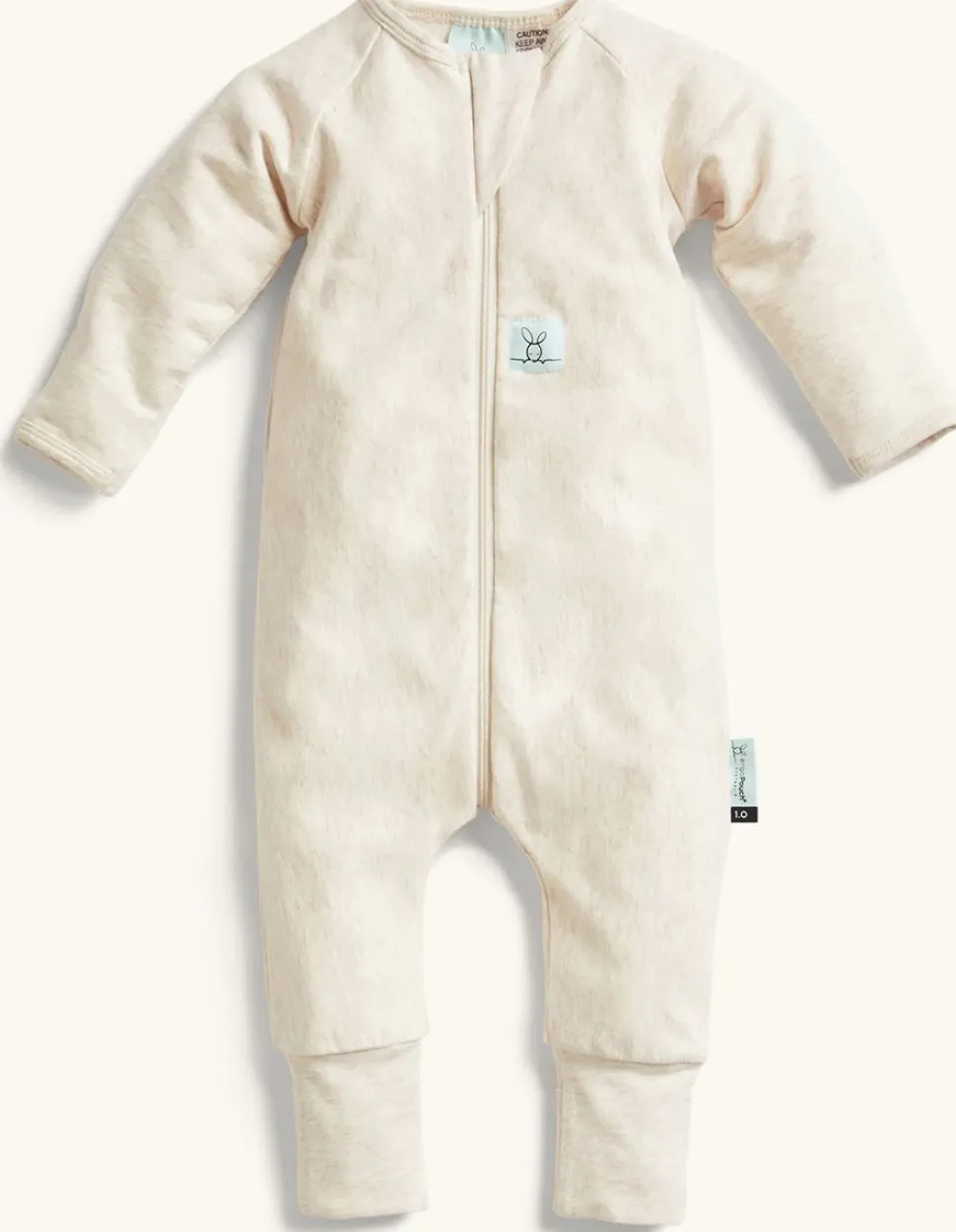 ergoPouch Layers Long Sleeve Romper 1.0 TOG - Oatmeal Marle, 3-6 Months