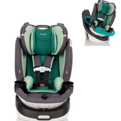 Evenflo GOLD SensorSafe Revolve 360 Slim 2-in-1 Rotational Convertible Car Seat with Green & Gentle Fabric - Peridot Green