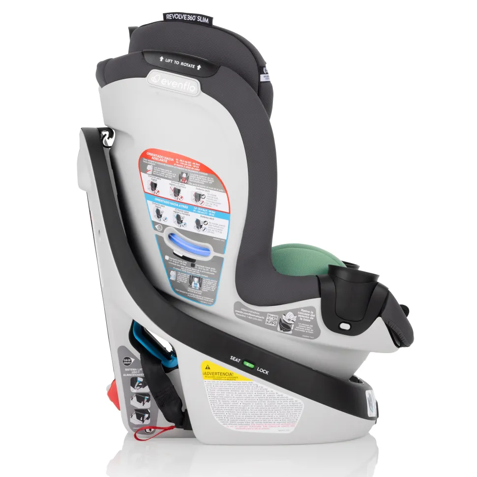 Evenflo GOLD SensorSafe Revolve 360 Slim 2-in-1 Rotational Convertible Car Seat with Green & Gentle Fabric - Peridot Green