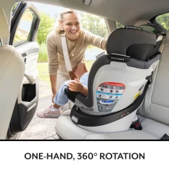 Evenflo GOLD SensorSafe Revolve 360 Slim 2-in-1 Rotational Convertible Car Seat with Green & Gentle Fabric - Peridot Green