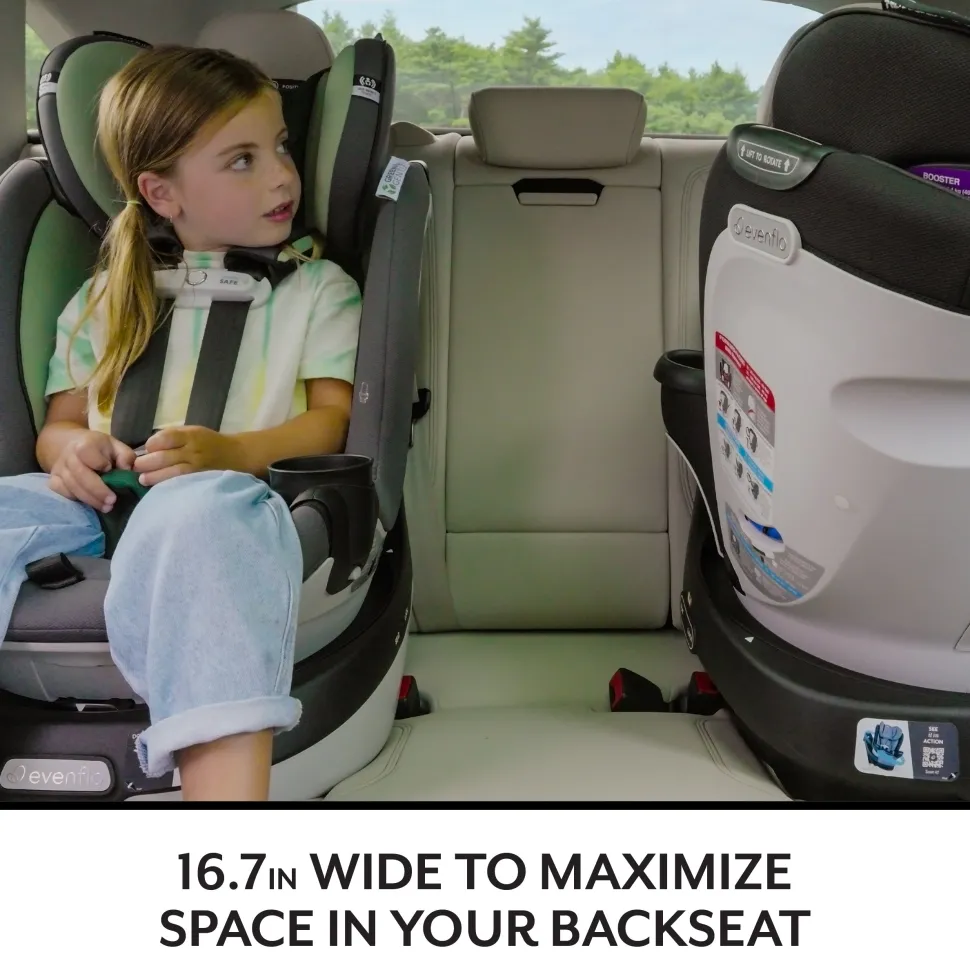 Evenflo GOLD SensorSafe Revolve 360 Slim 2-in-1 Rotational Convertible Car Seat with Green & Gentle Fabric - Peridot Green