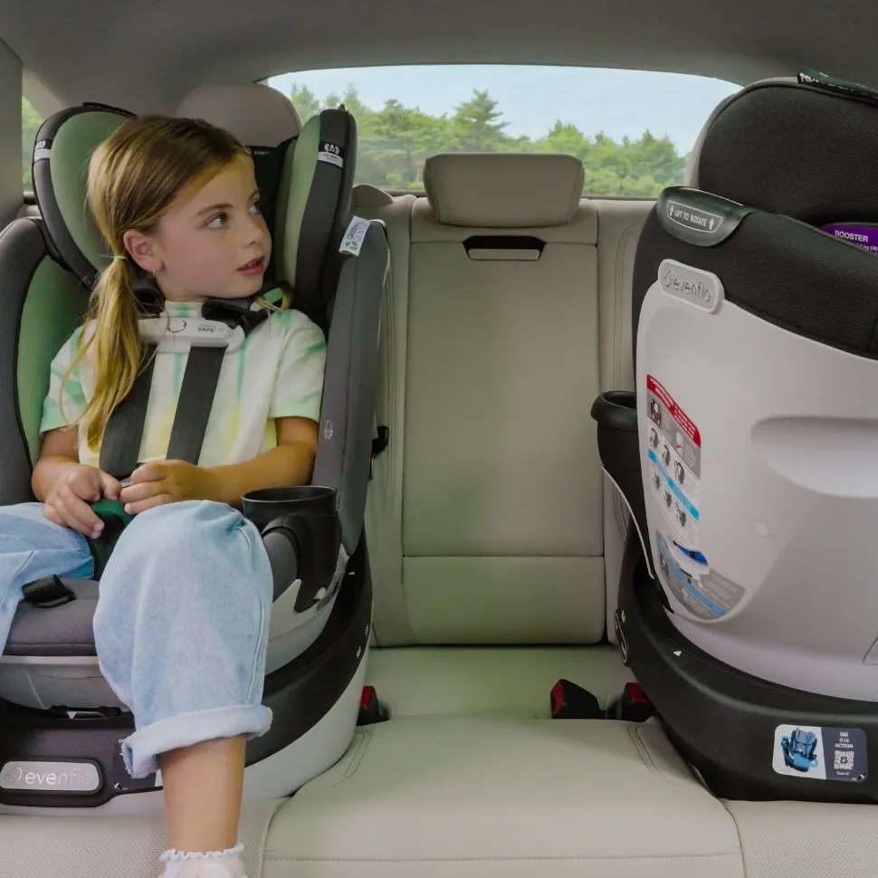 Evenflo GOLD SensorSafe Revolve 360 Slim 2-in-1 Rotational Convertible Car Seat with Green & Gentle Fabric - Peridot Green