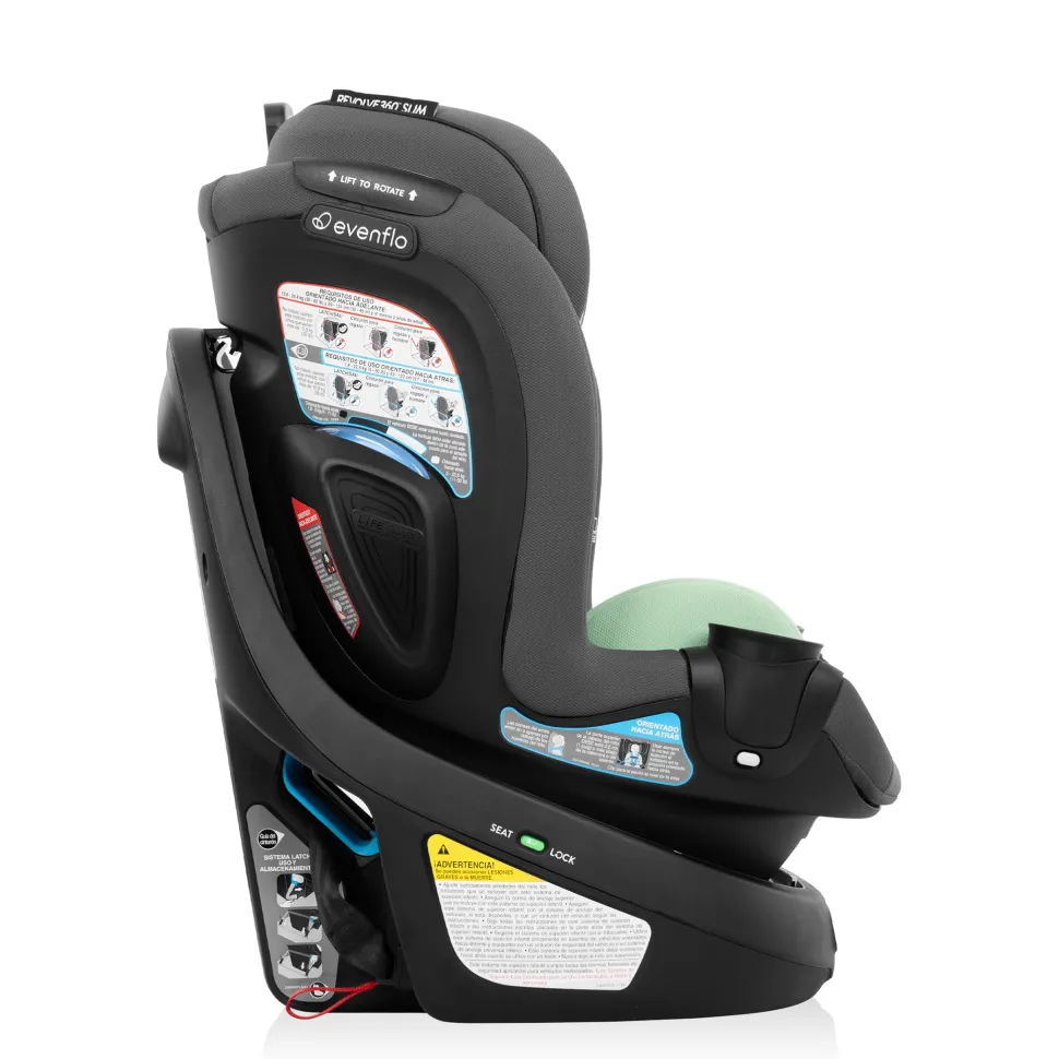 Evenflo Revolve360 Slim 2-in-1 Rotational Convertible Car Seat with SensorSafe - Peridot Green (Green & Gentle)
