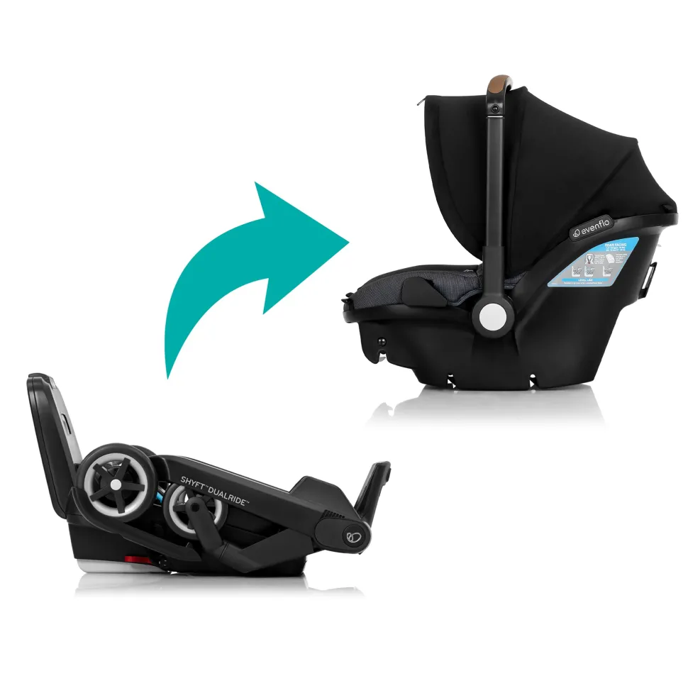 Evenflo Shyft DualRide Infant Car Seat Stroller Combo with Carryall Storage - Boone Gray