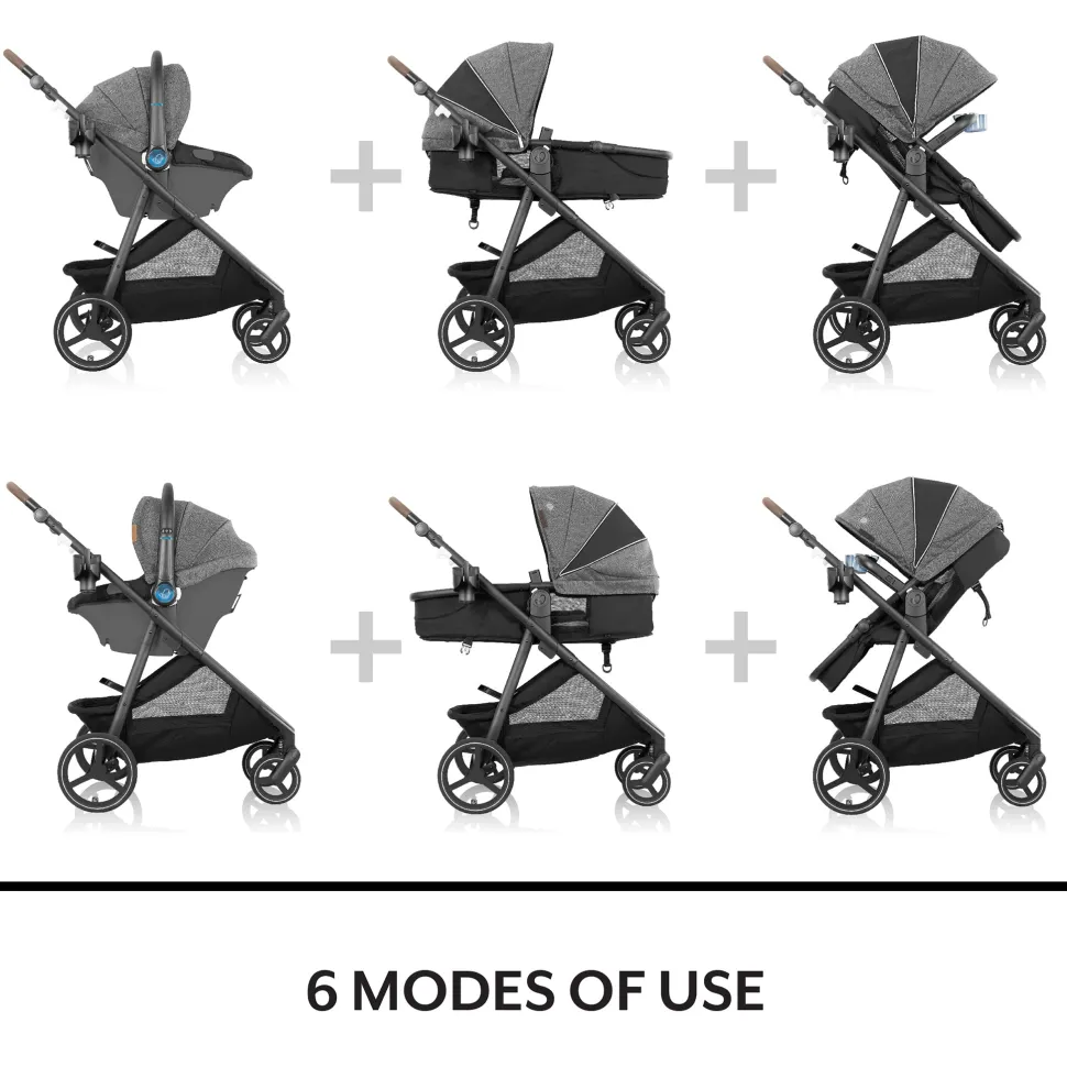 Evenflo Shyft Intuiti+ Travel System w/ Revolve180 LiteMax NXT with SensorySoothe - Angler Tweed