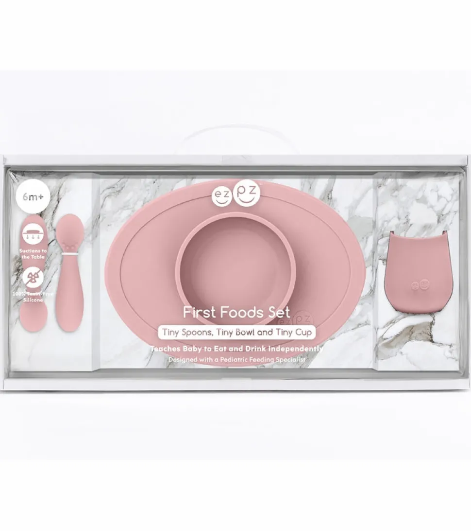 EZPZ Infant Bundle - First Foods Set + Oral Development Tools - Blush