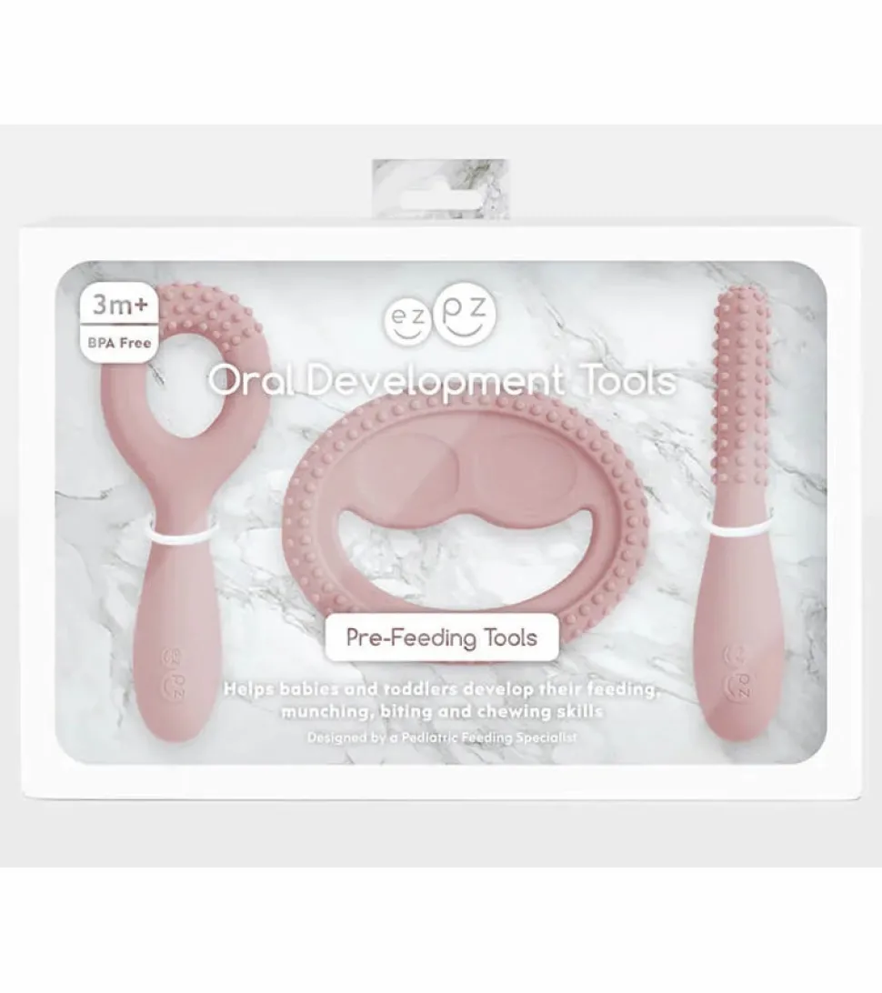 EZPZ Infant Bundle - First Foods Set + Oral Development Tools - Blush