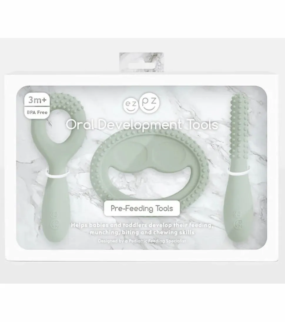 EZPZ Infant Bundle - First Foods Set + Oral Development Tools - Sage