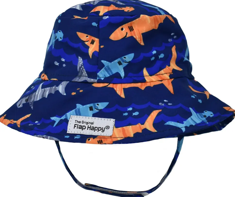 Flap Happy UPF50+ Bucket Sun Hat, Medium (6-12m) - Artsy Sharks
