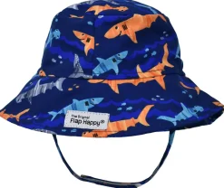 Flap Happy UPF50+ Bucket Sun Hat, X-Large (2+ years) - Artsy Sharks