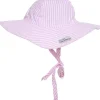 Flap Happy UPF50+ Floppy Sun Hat, Large (12-24m) - Pink Stripe Seersucker