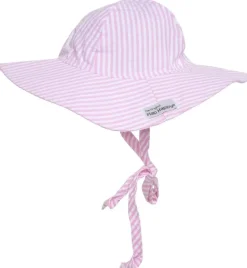 Flap Happy UPF50+ Floppy Sun Hat, X-Small (0-3m) - Pink Stripe Seersucker