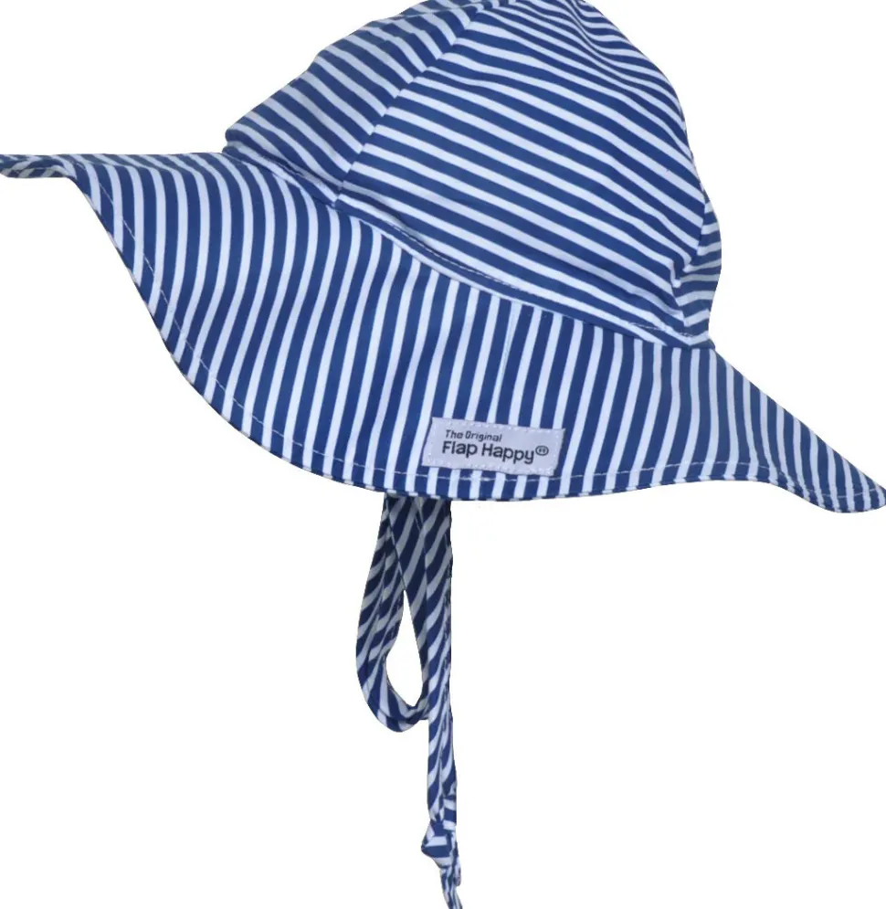 Flap Happy UPF50+ Floppy Sun Hat, Medium (6-12m) - Navy Preppy Stripe