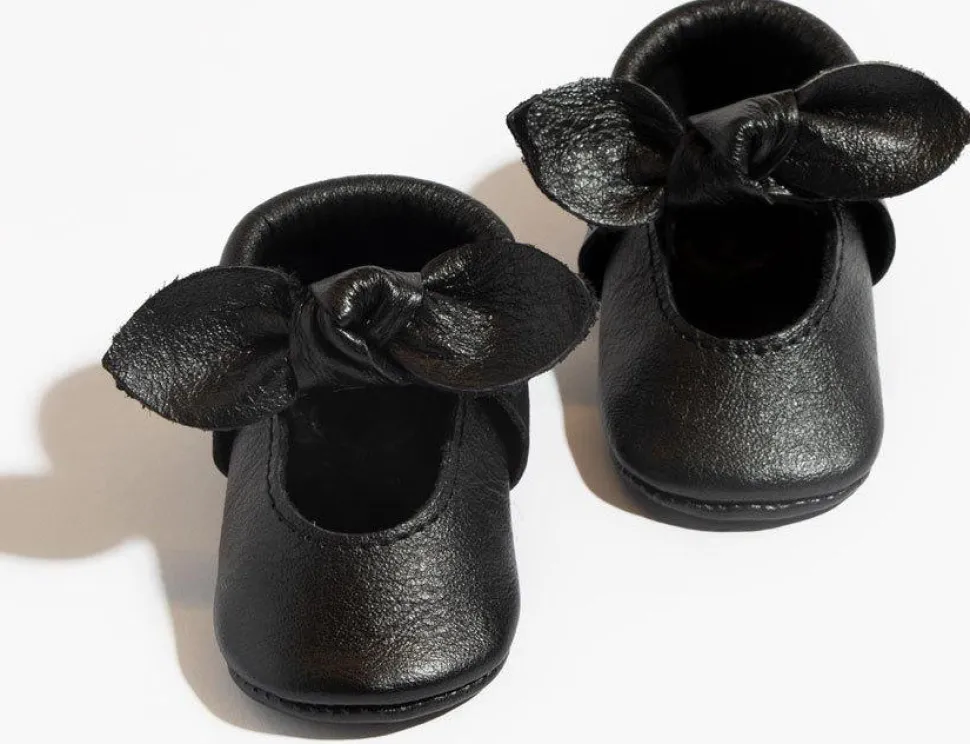 Freshly Picked Knotted Bow Moccasins, Size 1 - Ebony