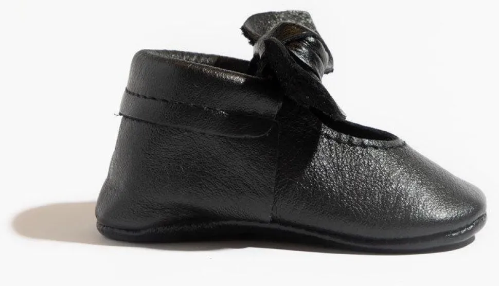 Freshly Picked Knotted Bow Moccasins, Size 2 - Ebony
