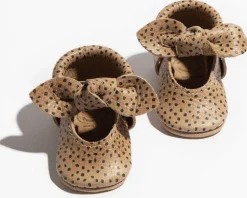 Freshly Picked Knotted Bow Moccasins Mini Sole V2, Size 3 - Almond Speckles