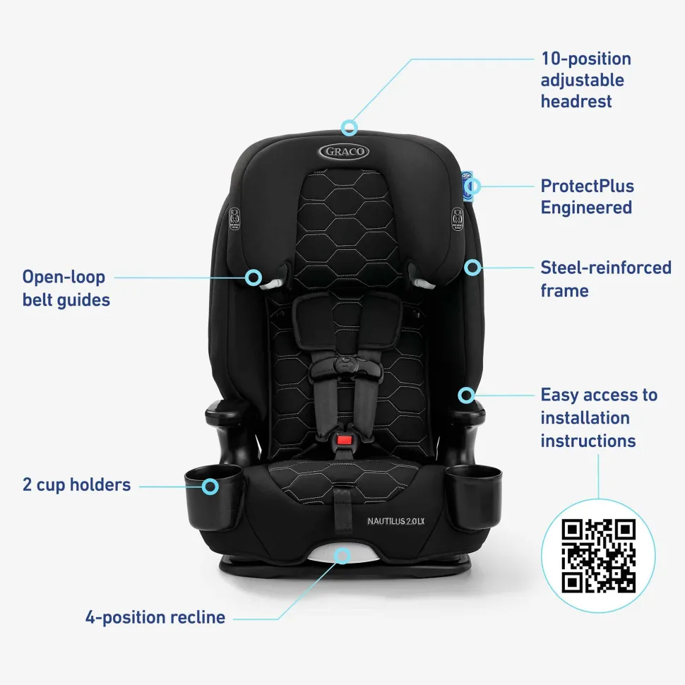 Graco Nautilus 2.0 LX ft. InRight LATCH 3-in-1 Harness Booster Car Seat - Hex