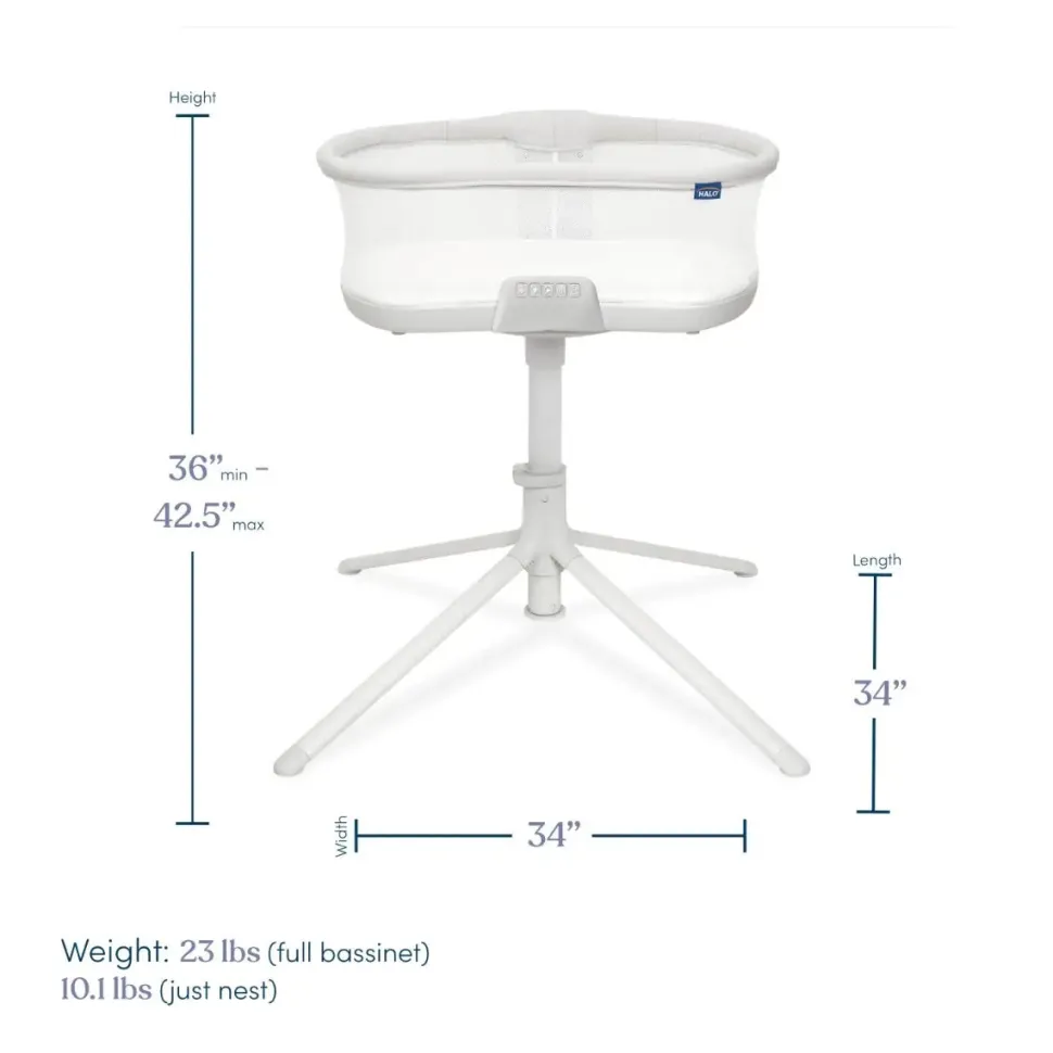 HALO BassiNest Soothing Swivel Sleeper 3.0 Bassinet - Grey