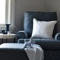 Hello Spud Decorative Pillow with Stuffer - Diagonal Pintuck Blue