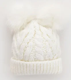 Huggalugs Fluffer Beanie Hat - Winter White, Large (2-6 years)