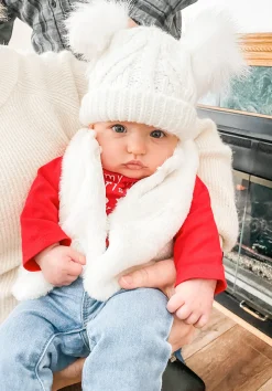 Huggalugs Fluffer Beanie Hat - Winter White, Large (2-6 years)
