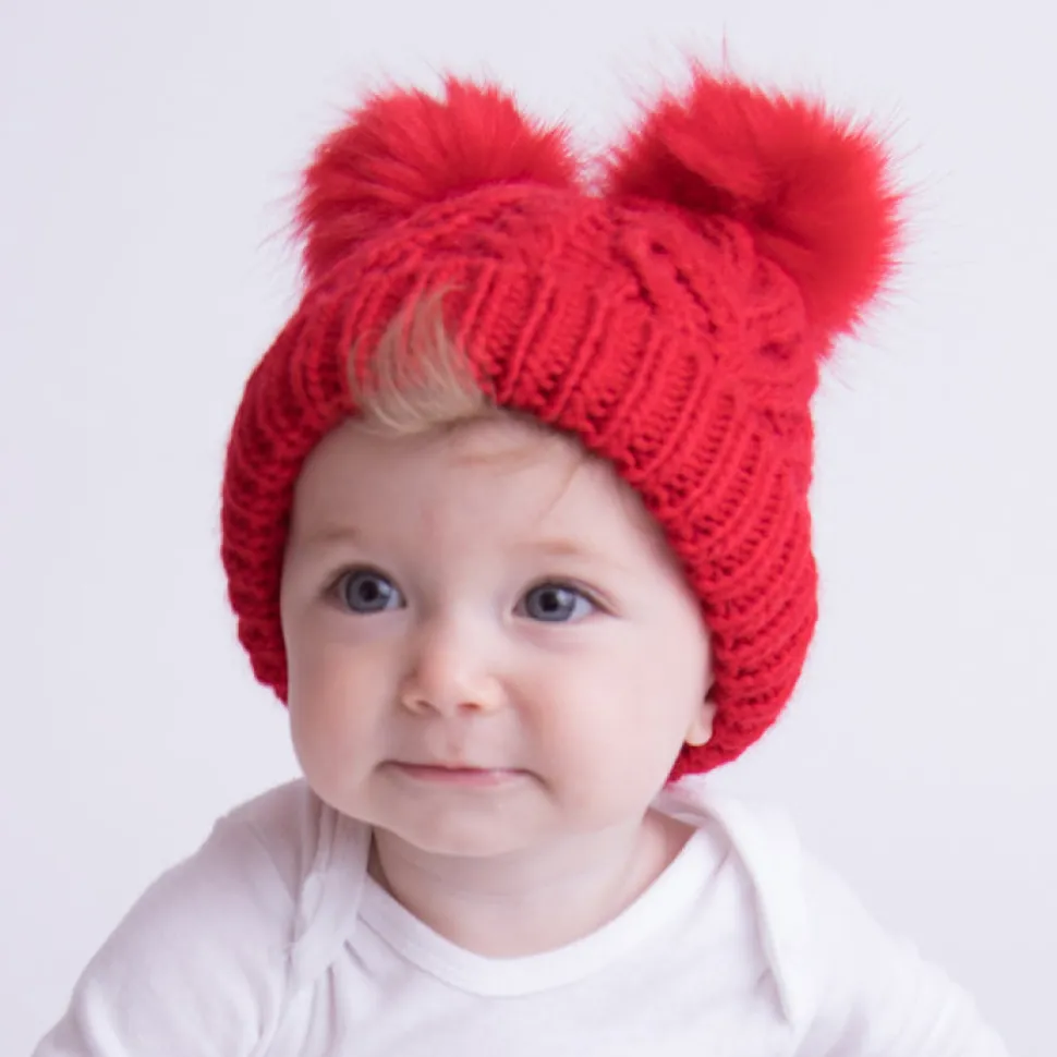 Huggalugs Fluffer Beanie Hat - Red, Large (2-6 years)